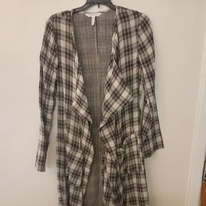 Plaid kimono trench coat/cardigan